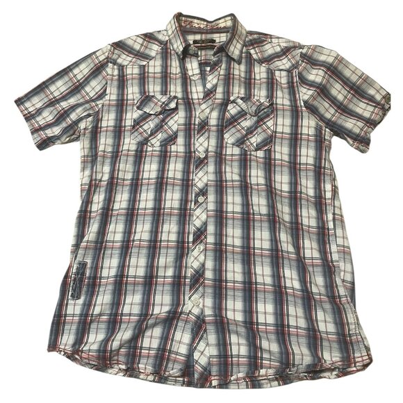 Point Zero Black Label Western Plaid Button-Up Shirt – Men’s Medium - Picture 2 of 6